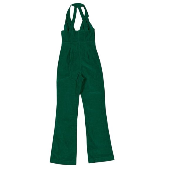 Urban Outfitters Green Corduroy Halter Jumpsuit XS NWT Zip Front Retro Style - Picture 4 of 9